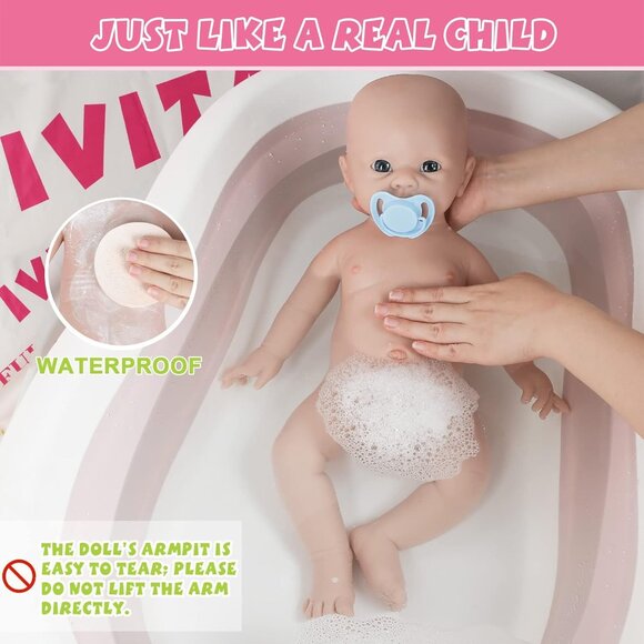 🆕20 inch Full Body Silicone Baby Dolls Boy Open Eyes Baby Stress-Relief Toy - Picture 6 of 8